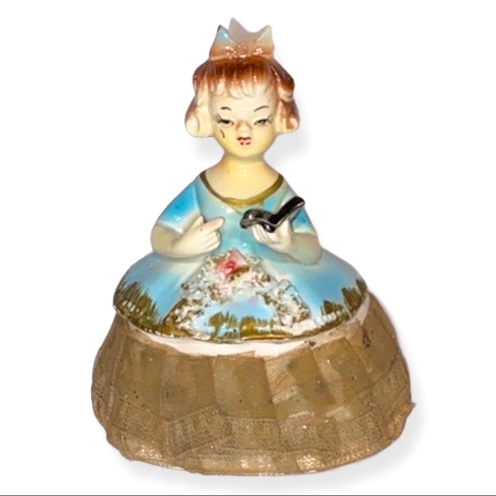 VTG Ucagco • 2 PC Girl Trinket Dish • Porcelain • Hand Painted